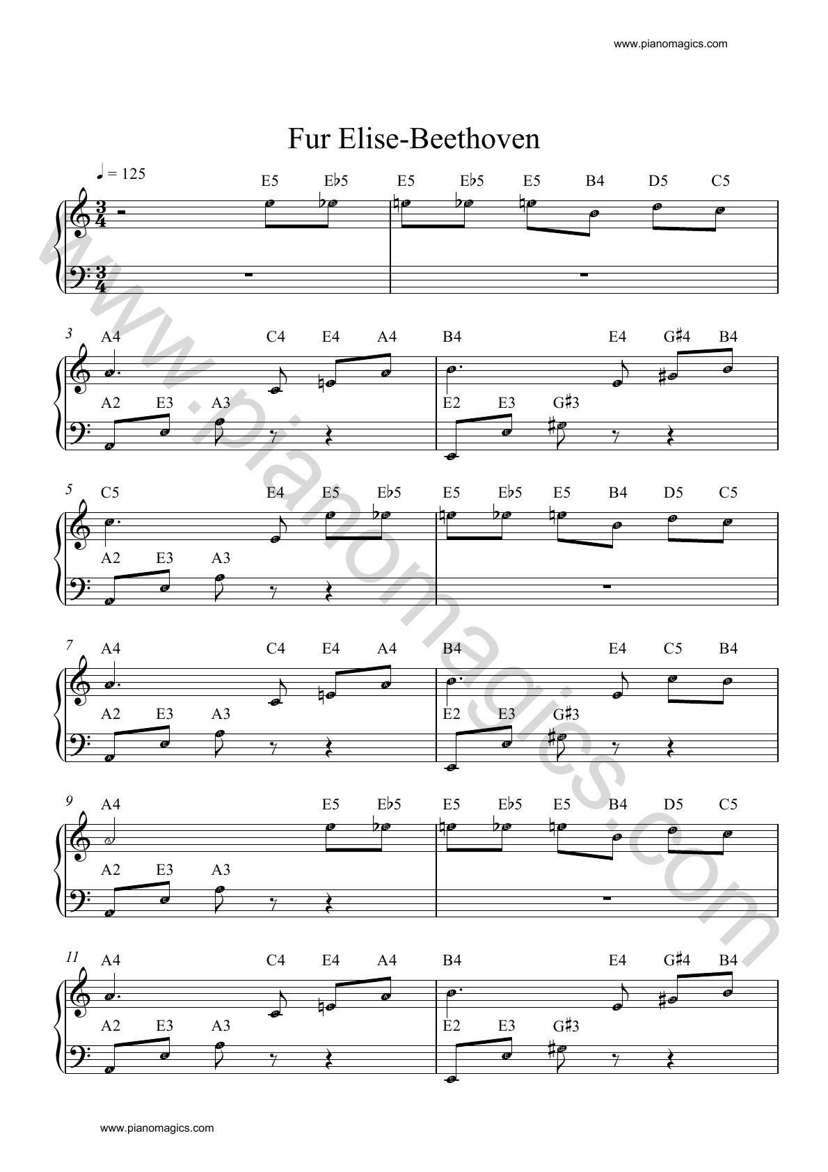 Get Your Beethoven Fur Elise Sheet Music For Piano Along ...